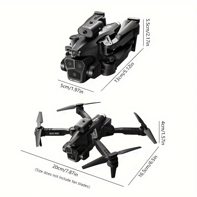 2 Batteries K10 MAX: 3 Camera Remote Control Drone with SD Three ESC Camera Optical Flow Positioning 360° Obstacle Avoidance 2.4
