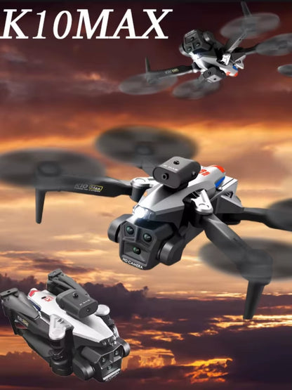 2 Batteries K10 MAX: 3 Camera Remote Control Drone with SD Three ESC Camera Optical Flow Positioning 360° Obstacle Avoidance 2.4